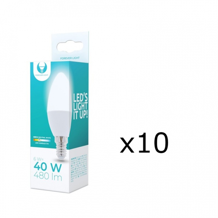 LED Lamp E14, C37, 6W, 230V, 4500K 10-pack, Wit neutraal in de groep HOME ELECTRONICS / Verlichting / LED-lampen bij TP E-commerce Nordic AB (38-92766-PKT10)