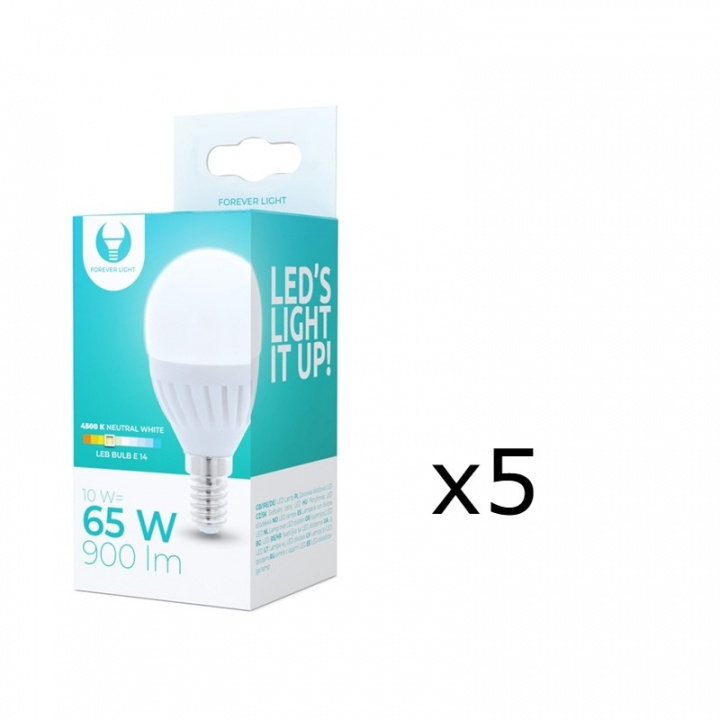 LED Lamp E14, G45, 10W, 230V, 4500K, Keramisch, 5-pack, Wit neutraal in de groep HOME ELECTRONICS / Verlichting / LED-lampen bij TP E-commerce Nordic AB (38-92768-PKT05)