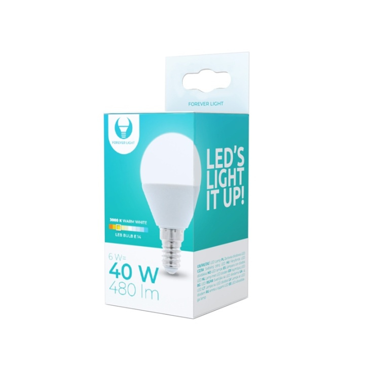 LED Lamp E14, G45, 6W, 3000K, Warm Wit in de groep HOME ELECTRONICS / Verlichting / LED-lampen bij TP E-commerce Nordic AB (38-92771)