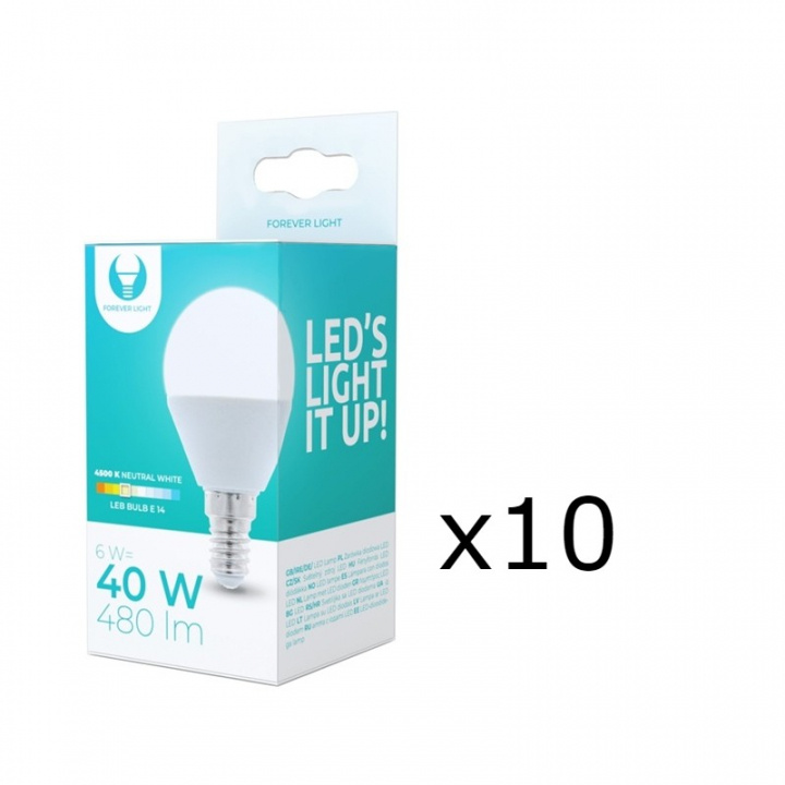 LED-lamp E14, G45, 6W, 4500K 10-pack, Wit neutraal in de groep HOME ELECTRONICS / Verlichting / LED-lampen bij TP E-commerce Nordic AB (38-92772-PKT10)