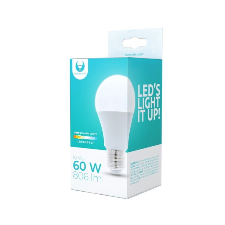 LED-Lampa E27, A60, 10W, 230V, 3000K, Varmvitt in de groep HOME ELECTRONICS / Verlichting / LED-lampen bij TP E-commerce Nordic AB (38-92774)