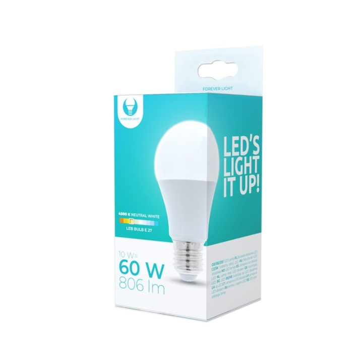 LED Lamp E27, A60, 10W, 230V, 4500K, Wit neutraal in de groep HOME ELECTRONICS / Verlichting / LED-lampen bij TP E-commerce Nordic AB (38-92775)