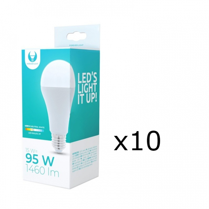 LED-Lampa E27, A65, 15W, 230V, 4500K 10-pack, Vit neutral in de groep HOME ELECTRONICS / Verlichting / LED-lampen bij TP E-commerce Nordic AB (38-92779-PKT10)