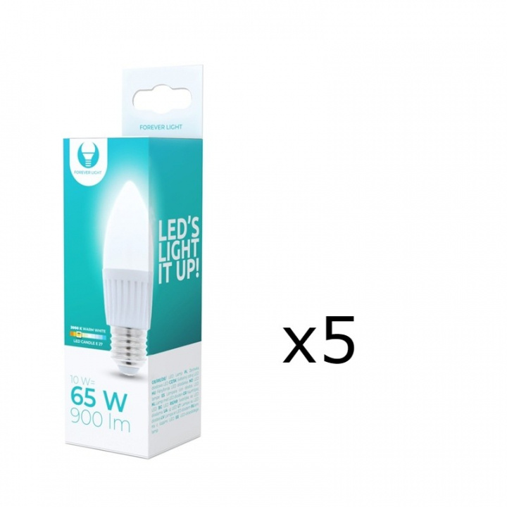 LED-Lampa E27, C37, 10W, 230V, 3000K, Keramisk 5-pack, Varmvitt in de groep HOME ELECTRONICS / Verlichting / LED-lampen bij TP E-commerce Nordic AB (38-92780-PKT05)