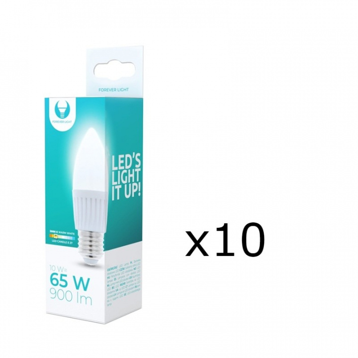 LED Lamp E27, C37, 10W, 230V, 3000K, Keramisch 10-pack, Warm wit in de groep HOME ELECTRONICS / Verlichting / LED-lampen bij TP E-commerce Nordic AB (38-92780-PKT10)
