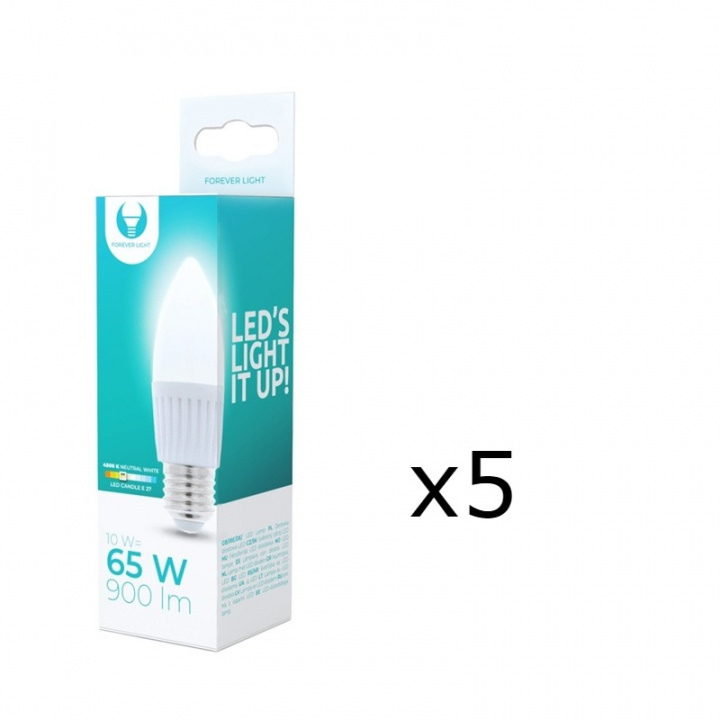 LED Lamp E27, C37, 10W, 230V, 4500K, Keramisch 5-pak, Wit neutraal in de groep HOME ELECTRONICS / Verlichting / LED-lampen bij TP E-commerce Nordic AB (38-92781-PKT05)