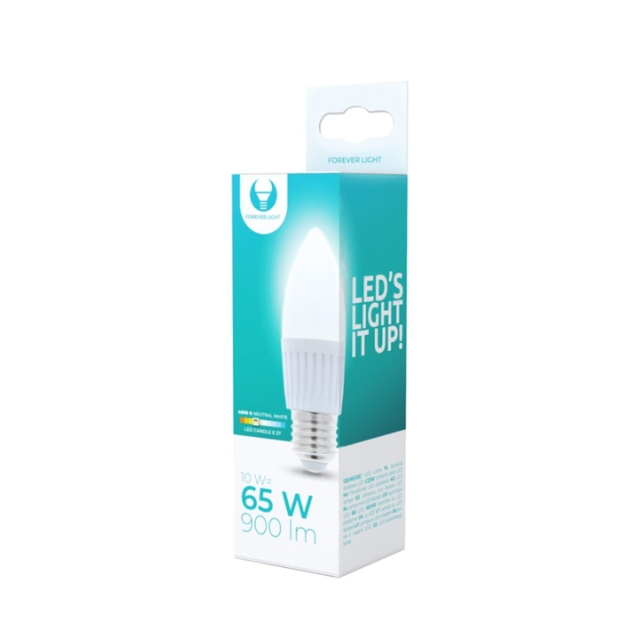LED Lamp E27, C37, 10W, 230V, 4500K, Keramisch, Wit neutraal in de groep HOME ELECTRONICS / Verlichting / LED-lampen bij TP E-commerce Nordic AB (38-92781)