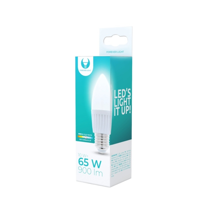 LED Lamp E27, C37, 10W, 230V, 6000K, Keramisch, Koel Wit in de groep HOME ELECTRONICS / Verlichting / LED-lampen bij TP E-commerce Nordic AB (38-92782)
