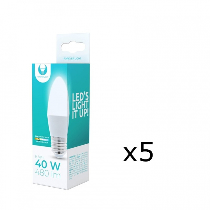 LED Lamp E27, 6W, 3000K 5-pack, Warm Wit in de groep HOME ELECTRONICS / Verlichting / LED-lampen bij TP E-commerce Nordic AB (38-92783-PKT05)