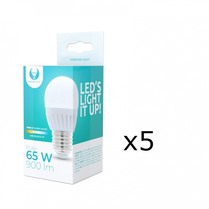 LED-Lampa E27, G45, 10W, 230V, 3000K, Keramisk 5-pack, Varmvit in de groep HOME ELECTRONICS / Verlichting / LED-lampen bij TP E-commerce Nordic AB (38-92785-PKT05)
