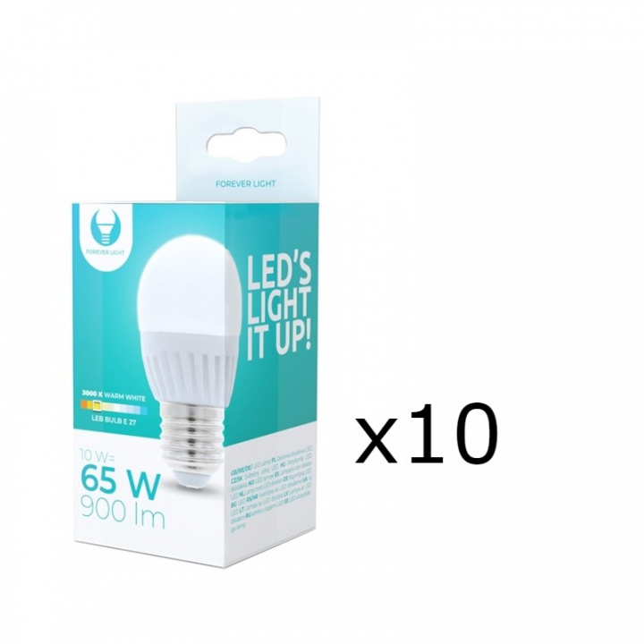 LED Lamp E27, G45, 10W, 230V, 3000K, Keramisch 10-pack, Warm Wit in de groep HOME ELECTRONICS / Verlichting / LED-lampen bij TP E-commerce Nordic AB (38-92785-PKT10)