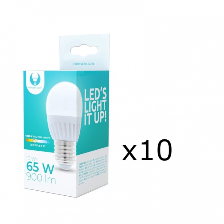 LED-Lampa E27, G45, 10W, 230V, 4500K, Keramisk 10-pack, Vit neutral in de groep HOME ELECTRONICS / Verlichting / LED-lampen bij TP E-commerce Nordic AB (38-92786-PKT10)