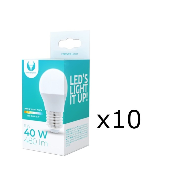 LED-Lampa E27, G45, 6W, 3000K 10-pack, Varmvitt in de groep HOME ELECTRONICS / Verlichting / LED-lampen bij TP E-commerce Nordic AB (38-92788-PKT10)