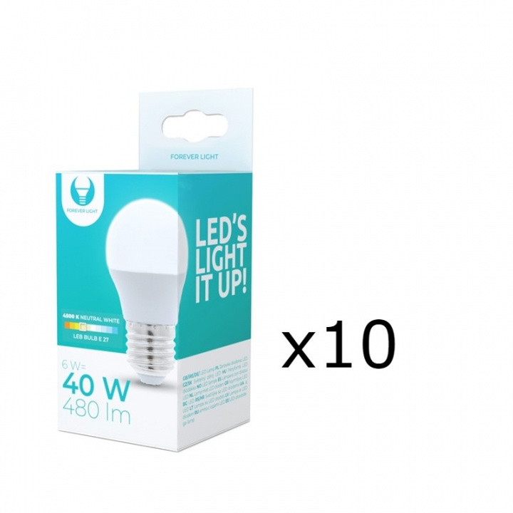 LED Lamp E27, G45, 6W, 4500K 10-pack, Wit neutraal in de groep HOME ELECTRONICS / Verlichting / LED-lampen bij TP E-commerce Nordic AB (38-92789-PKT10)
