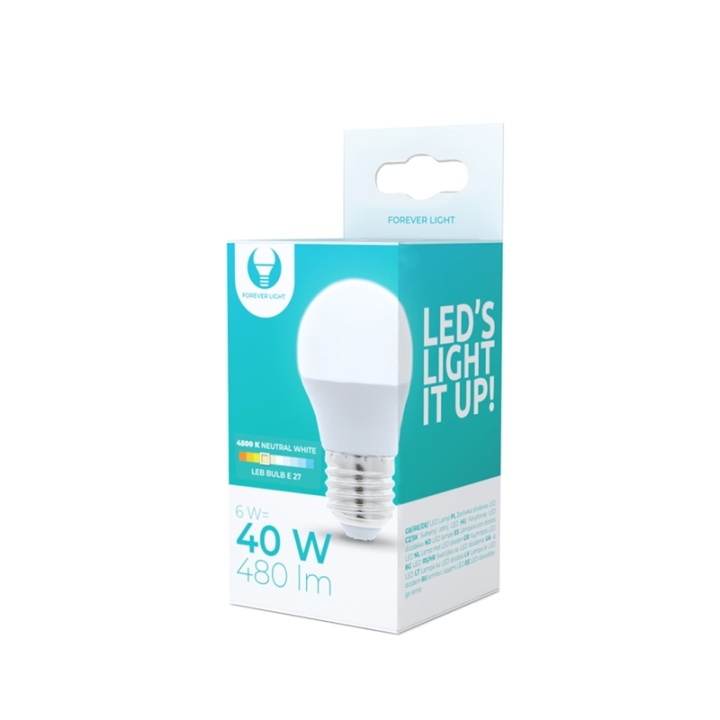 LED-Lampa E27, G45, 6W, 4500K, Vit neutral in de groep HOME ELECTRONICS / Verlichting / LED-lampen bij TP E-commerce Nordic AB (38-92789)