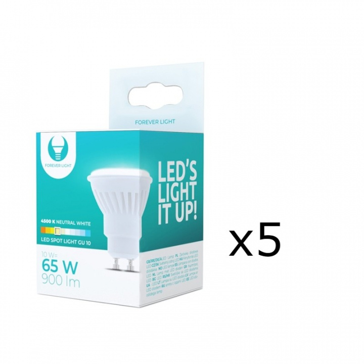 LED-Lampa, GU10, 10W, 230V, 4500K, Keramisk, 5-pack, Vit neutral in de groep HOME ELECTRONICS / Verlichting / LED-lampen bij TP E-commerce Nordic AB (38-92792-PKT05)