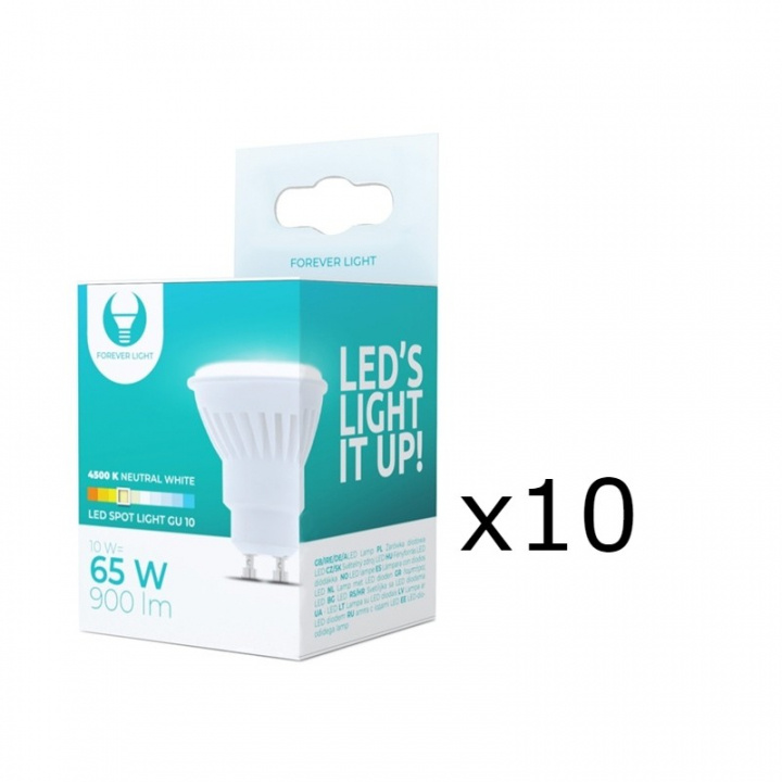 LED-Lampa, GU10, 10W, 230V, 4500K, Keramisk, 10-pack, Vit neutral in de groep HOME ELECTRONICS / Verlichting / LED-lampen bij TP E-commerce Nordic AB (38-92792-PKT10)