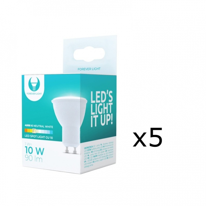 LED Lamp GU10, 1W, 230V, 4500K, 5-pack, Wit neutraal in de groep HOME ELECTRONICS / Verlichting / LED-lampen bij TP E-commerce Nordic AB (38-92794-PKT05)