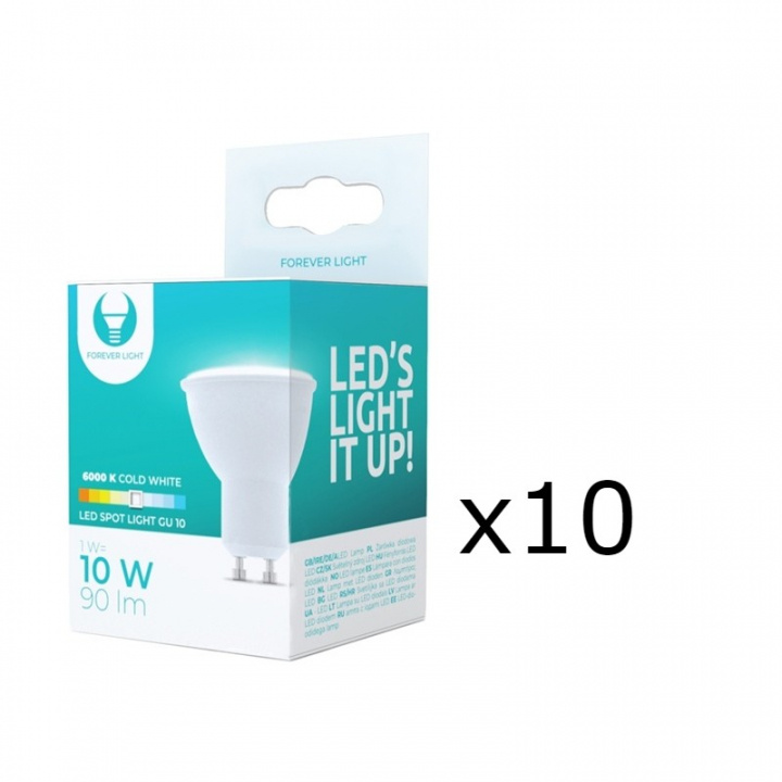 LED Lamp GU10, 1W, 230V, 6000K, 10-pack, Koel wit in de groep HOME ELECTRONICS / Verlichting / LED-lampen bij TP E-commerce Nordic AB (38-92795-PKT10)