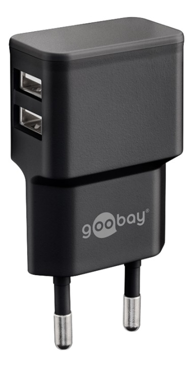 Goobay Dubbele USB oplader (12 W) zwart 2x USB-A-poorten in de groep SMARTPHONE & TABLETS / Opladers & Kabels / Wandoplader / Wandoplader USB bij TP E-commerce Nordic AB (38-92979)