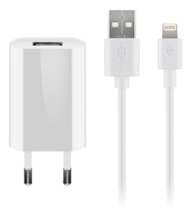 Goobay Apple Lightning charger set 1 A, white, 1 m, in de groep SMARTPHONE & TABLETS / Opladers & Kabels / Kabels / Kabels Lightning bij TP E-commerce Nordic AB (38-92981)