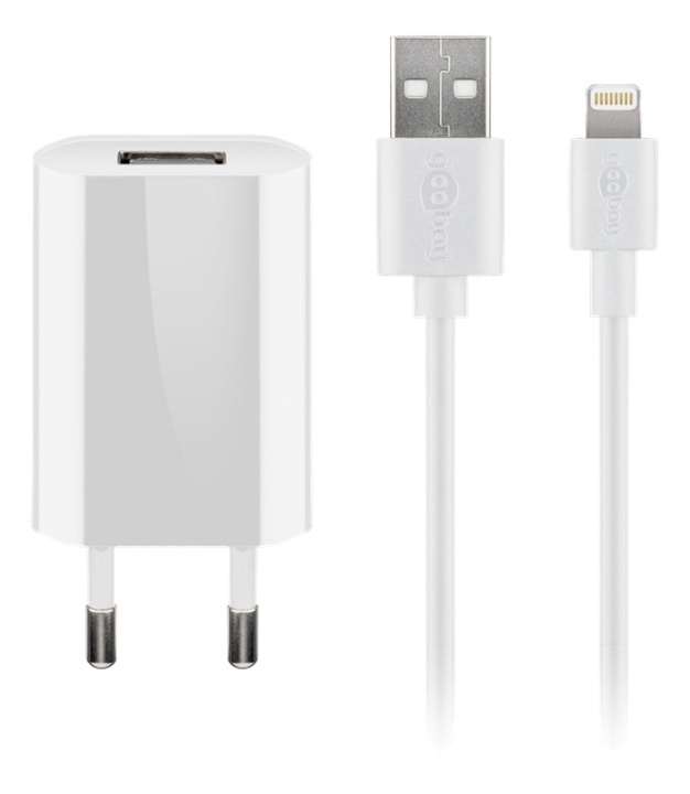 Goobay Apple Lightning charger set 1 A, white, 1 m, in de groep SMARTPHONE & TABLETS / Opladers & Kabels / Kabels / Kabels Lightning bij TP E-commerce Nordic AB (38-92981)