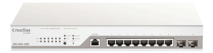 10-Port Gigabit PoE+ Nuclias Smart Managed Switch including 2x SFP Por in de groep COMPUTERS & RANDAPPARATUUR / Computerkabels / Schakelaars bij TP E-commerce Nordic AB (38-93118)