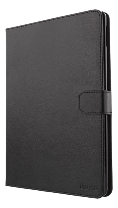 DELTACO iPad case, vegan leather, wake function, support, black in de groep SMARTPHONE & TABLETS / Overige accessoires / Docks, statieven en houders bij TP E-commerce Nordic AB (38-93362)