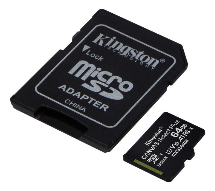 Kingston 64GB micSDXC Canvas Select Plus 100R A1 C10 Card + ADP in de groep HOME ELECTRONICS / Opslagmedia / Geheugenkaarten / MicroSD/HC/XC bij TP E-commerce Nordic AB (38-93380)