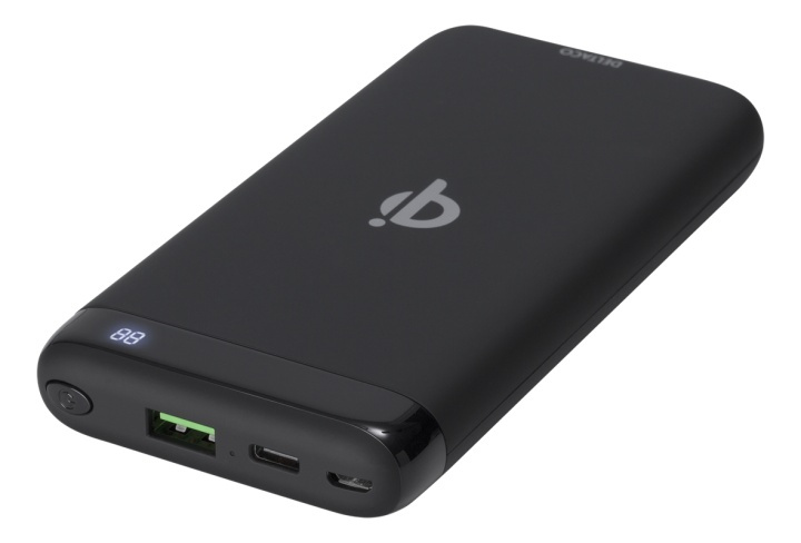 DELTACO power bank 10 000 mAh, Qi 10 W, USB-C PD, USB-A fast charging in de groep SMARTPHONE & TABLETS / Opladers & Kabels / Powerbanks bij TP E-commerce Nordic AB (38-93498)