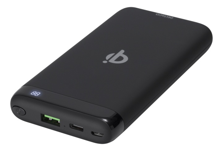 DELTACO powerbank 10.000 mAh, Qi 10 W, USB-C PD, USB-A snelladen in de groep SMARTPHONE & TABLETS / Opladers & Kabels / Powerbanks bij TP E-commerce Nordic AB (38-93498)
