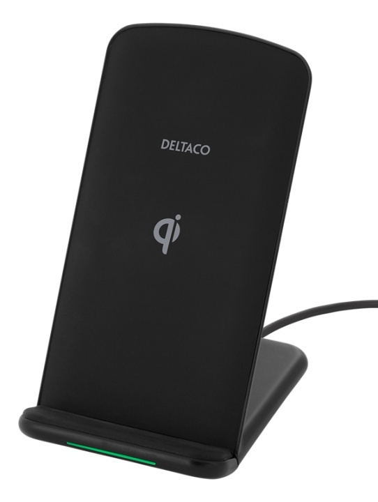 DELTACO wireless fast charger ith angled stand, Qi certified, 10 W in de groep SMARTPHONE & TABLETS / Opladers & Kabels / Draadloze Qi-oplader bij TP E-commerce Nordic AB (38-93507)