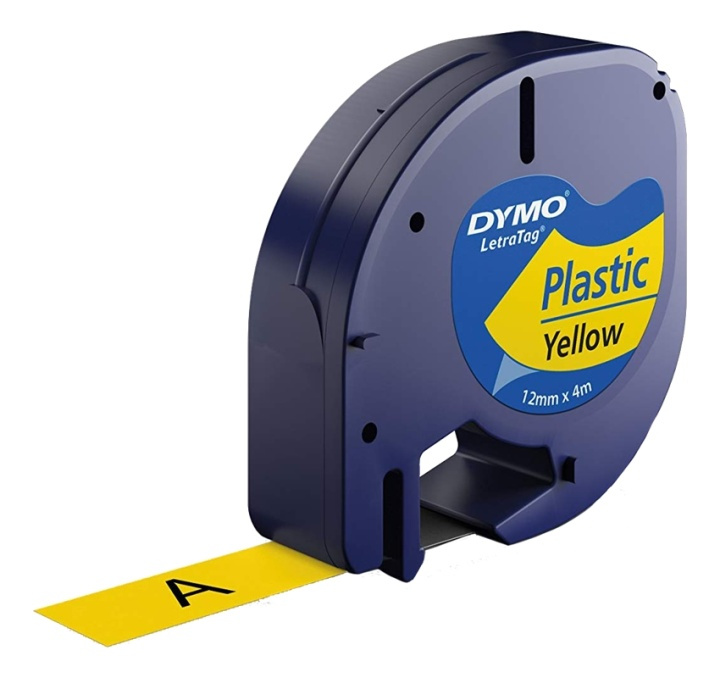 DYMO LetraTAG plasttejp, gul, 12mm, 4m (91222) in de groep COMPUTERS & RANDAPPARATUUR / Printers & Accessoires / Printers / Label machines & Accessoires / Tape bij TP E-commerce Nordic AB (38-93516)