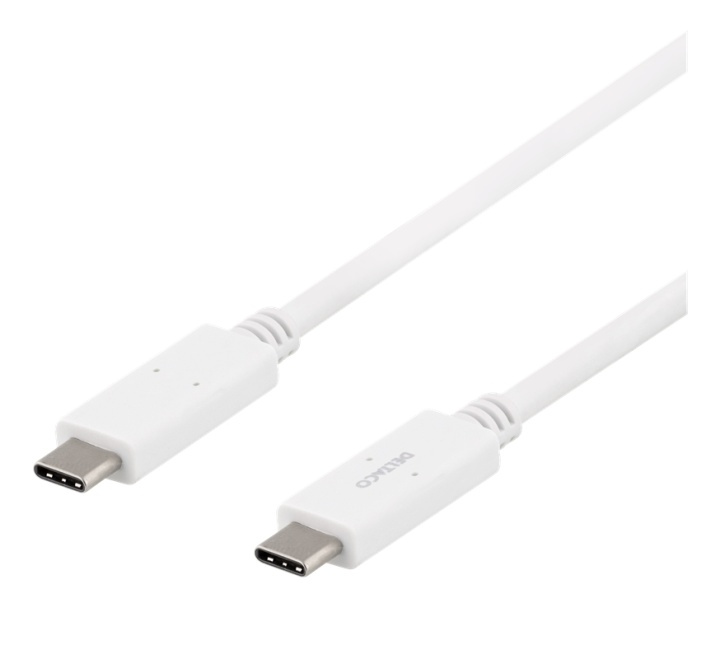 DELTACO USB-C - USB-C cable, 5Gbit/s, 5A, 1M, white in de groep COMPUTERS & RANDAPPARATUUR / Computerkabels / USB / USB-C bij TP E-commerce Nordic AB (38-93648)