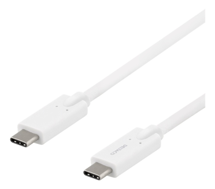 DELTACO USB-C - USB-C cable, 5Gbit/s, 5A, 2M, white in de groep COMPUTERS & RANDAPPARATUUR / Computerkabels / USB / USB-C bij TP E-commerce Nordic AB (38-93652)