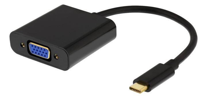 DELTACO USB-C to VGA adapter w. audio, 1080p 60Hz, 0,2m, black in de groep COMPUTERS & RANDAPPARATUUR / Computerkabels / USB / USB-C bij TP E-commerce Nordic AB (38-93665)