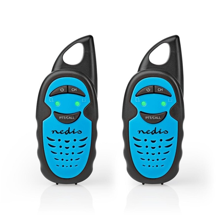 Nedis Walkie talkie Set | 2 Handsets | Tot 3 km | Frequentiekanalen: 3 | PTT | tot 3 uur | Blauw / Zwart in de groep SPORT, VRIJE TIJD & HOBBY / Buitenrecreatie / Walkietalkies bij TP E-commerce Nordic AB (38-93785)