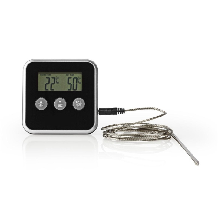 Nedis Vleesthermometer | Alarm / Timer | LCD-Scherm | 0 - 250 °C | Zilver / Zwart in de groep HUISHOUDEN & TUIN / Keukengerei / Braadthermometers bij TP E-commerce Nordic AB (38-93865)