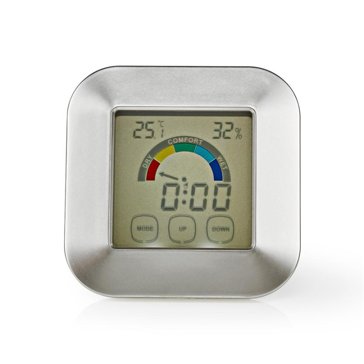 Nedis Digitale thermometer | Binnen | Binnentemperatuur | Luchtvochtigheid binnenshuis | Wit / Zilver in de groep HUISHOUDEN & TUIN / Huishoudelijke apparaten / Overige Huishoudelijke Apparaten bij TP E-commerce Nordic AB (38-93875)