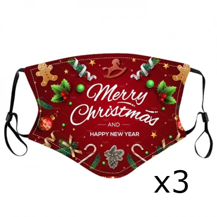 Mondbeschermer met kerstmotief (Merry X-mas), 3-pack in de groep BEAUTY & HEALTH / Gezondheidszorg / Gezichtmaskers bij TP E-commerce Nordic AB (38-94218-PKT)