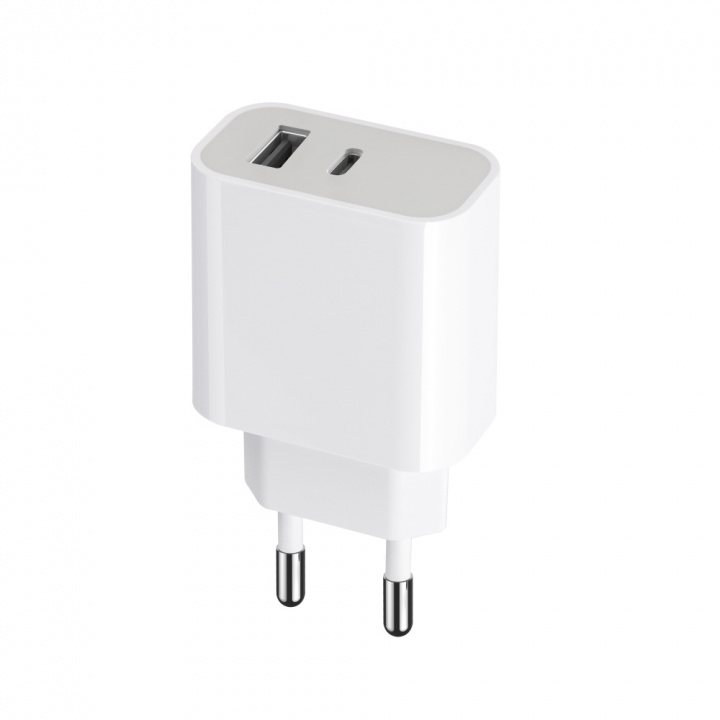 Maxlife MXTC-05 PD QC laddare 1x USB-C 1x USB 20W, vit in de groep SMARTPHONE & TABLETS / Opladers & Kabels / Wandoplader / Wandoplader Type C bij TP E-commerce Nordic AB (38-94393)