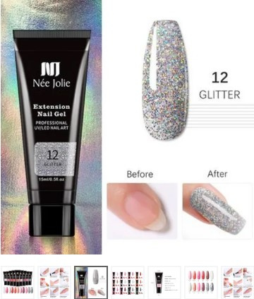 Née Jolie Extension Nail Gel - 12 Glitter in de groep BEAUTY & HEALTH / Manicure/pedicure / Nagellak bij TP E-commerce Nordic AB (38-94578)