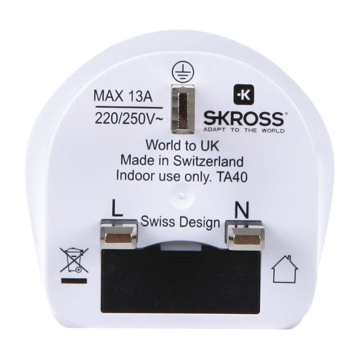 SKROSS Reisadapter Wereld-naar-UK Geaard in de groep HUISHOUDEN & TUIN / Elektriciteit & Verlichting / Reisadapters bij TP E-commerce Nordic AB (38-95087)