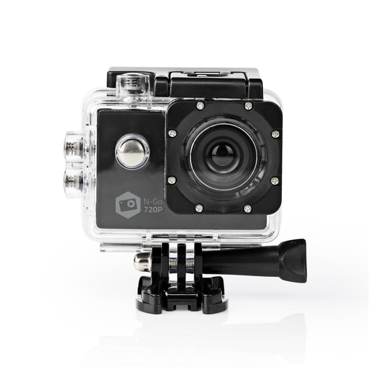 Nedis Action Cam | Enkel Scherm | 720p@30fps | 5 MPixel | Waterbestendig tot: 30.0 m | 90 min | Wi-Fi | App beschikbaar voor: Android™ / IOS | Mounts inbegrepen | Zwart in de groep SPORT, VRIJE TIJD & HOBBY / Actiecamera\'s en accessoires / Actiecamera\'s bij TP E-commerce Nordic AB (38-95189)