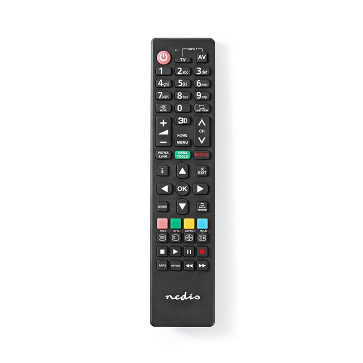 Nedis Vervangende Afstandsbediening | Geschikt voor: Panasonic / Sharp | Vast | 1 Apparaat | Amazon Prime / Disney + Button / Netflix Knop / Rakuten TV Button / Viera Link Knop / Youtube Knop | Infrarood | Zwart in de groep HOME ELECTRONICS / Audio & Beeld / TV & Accessoires / Afstandsbedieningen bij TP E-commerce Nordic AB (38-95258)