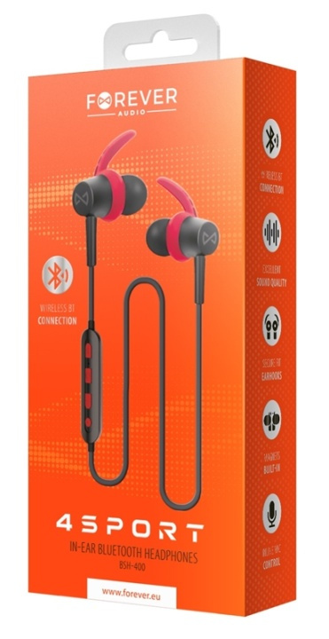 Forever 4Sport (BSH-400) - Draadloze in-ear sporthoofdtelefoon, rood in de groep HOME ELECTRONICS / Audio & Beeld / Koptelefoon & Accessoires / Koptelefoon bij TP E-commerce Nordic AB (38-95621)