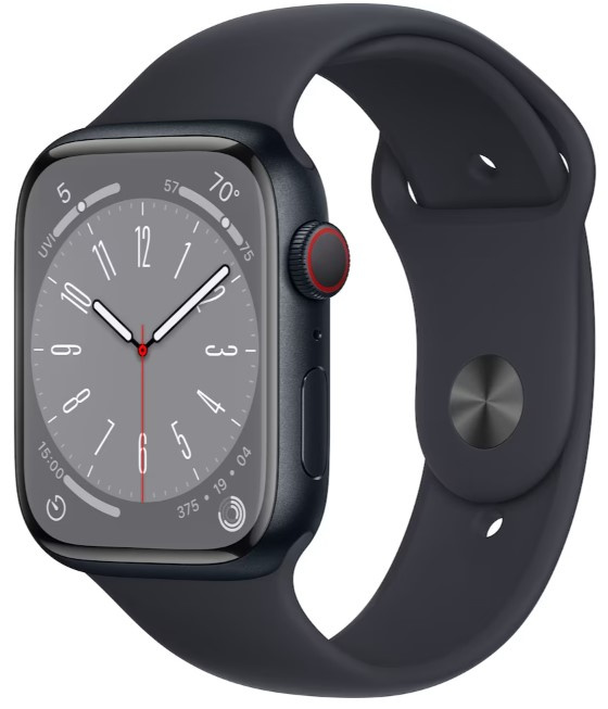 Apple Watch Series 8 GPS + Cellular, 41mm, Midnight sport band in de groep SMARTPHONE & TABLETS / Training, thuis & vrije tijd / Apple Watch & Accessoires / Apple Watch bij TP E-commerce Nordic AB (38-95879)