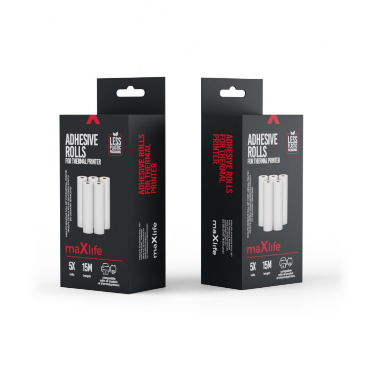 Maxlife Zelfklevende papierrollen voor thermische printers, 5st x 3m in de groep COMPUTERS & RANDAPPARATUUR / Printers & Accessoires / Printers / Bonprinter bij TP E-commerce Nordic AB (38-95937)