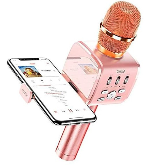 Joyroom JR-MC3 Wireless Microphone with Holder - Rose Gold in de groep HOME ELECTRONICS / Audio & Beeld / Handmicrofoons bij TP E-commerce Nordic AB (38-95988)