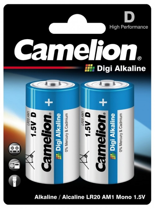 Camelion Digi Alkaline D (R20) 2-pack in de groep HOME ELECTRONICS / Batterijen & Opladers / Batterijen / Overigen bij TP E-commerce Nordic AB (38-96030)